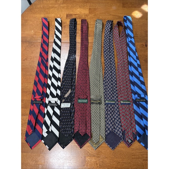 Lot Of 8 Ties Men's Neck Ties 100% Silk Roberto Villini Deansgate Jos A Bank - Picture 10 of 10